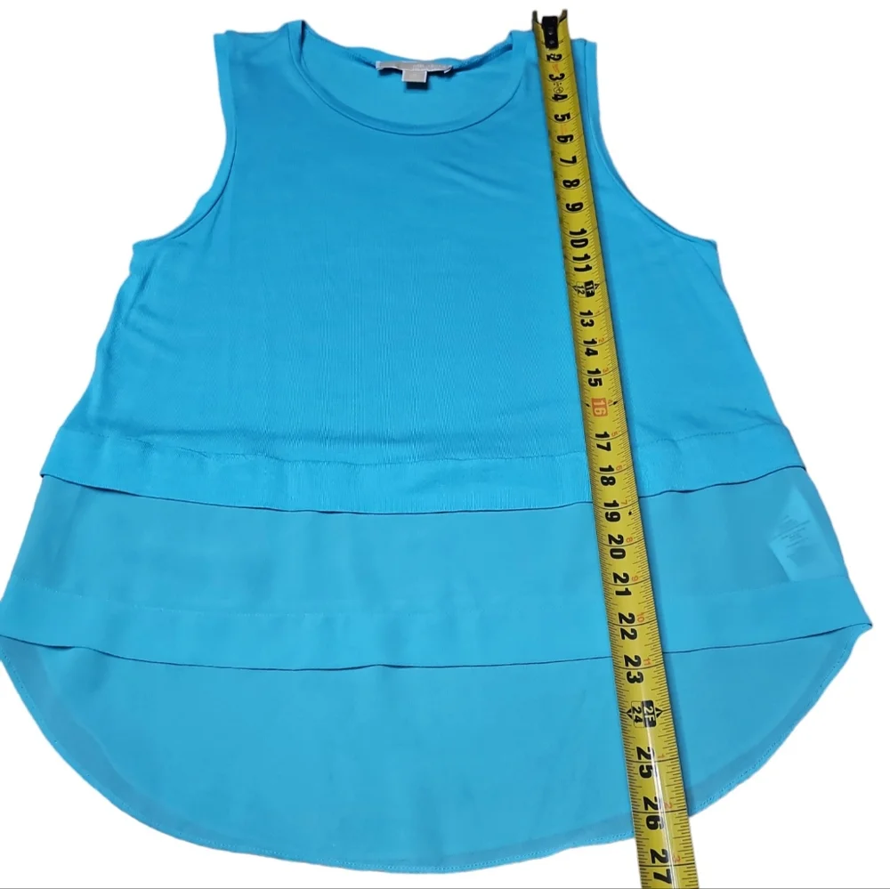Michael Kors Aqua Blue Mixed Media Sleeveless Top - Picture 7 of 8